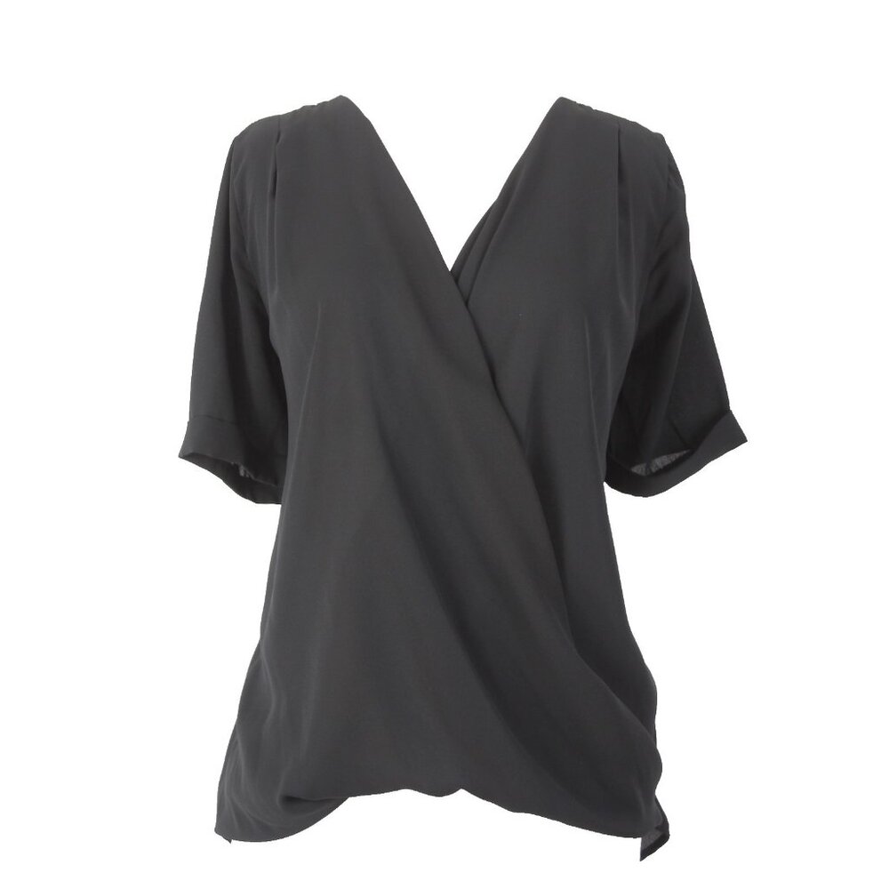 Red Dolly Top $33 Sz S Black V Neck Peplum 100% Polyester Top